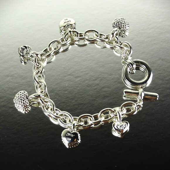 LAGOS Caviar Sterling Silver Six Heart Charms Chain Bracelet - Picture 1 of 10